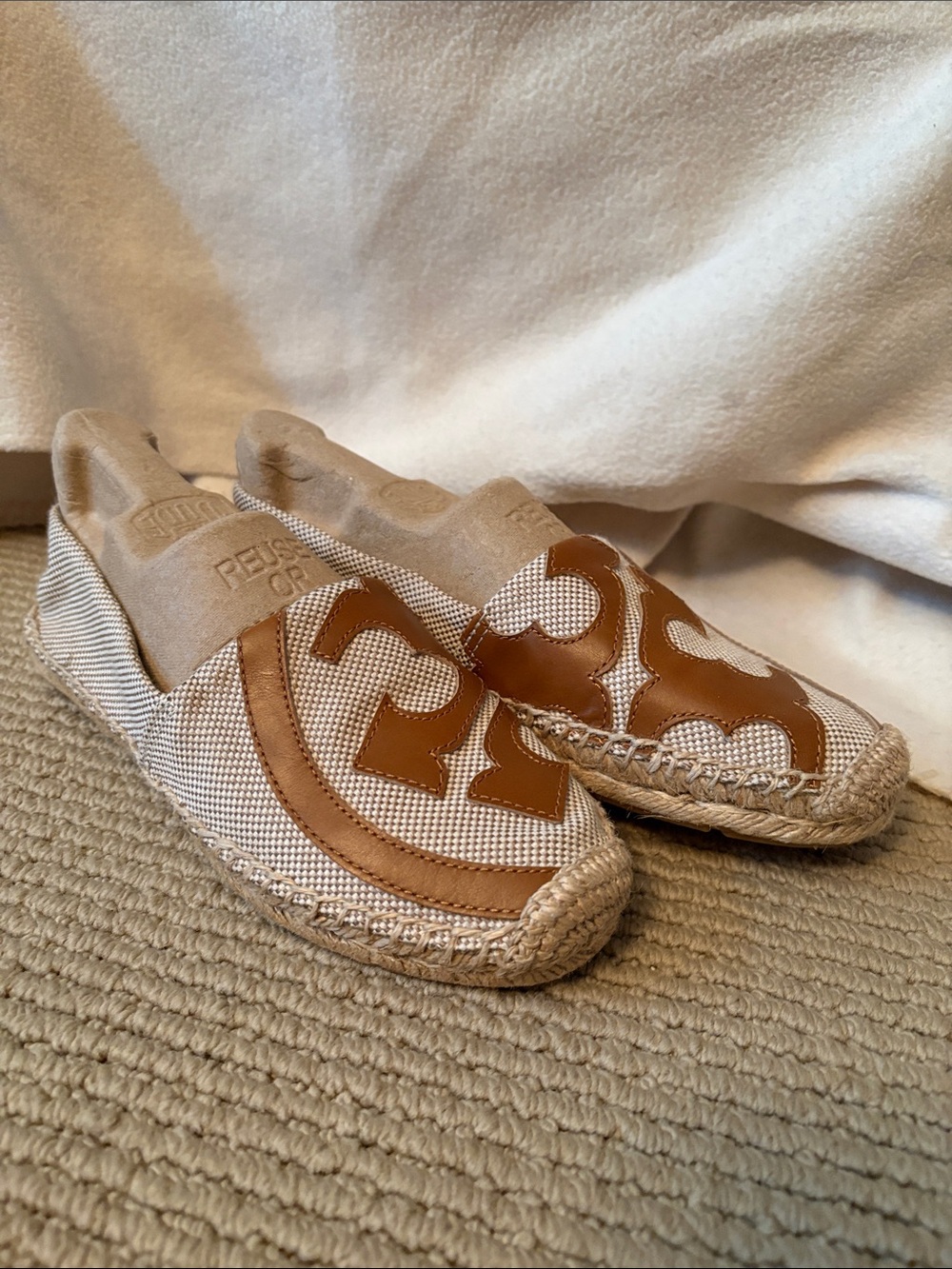 Tory Burch Espadrille with Tan Leather Logo